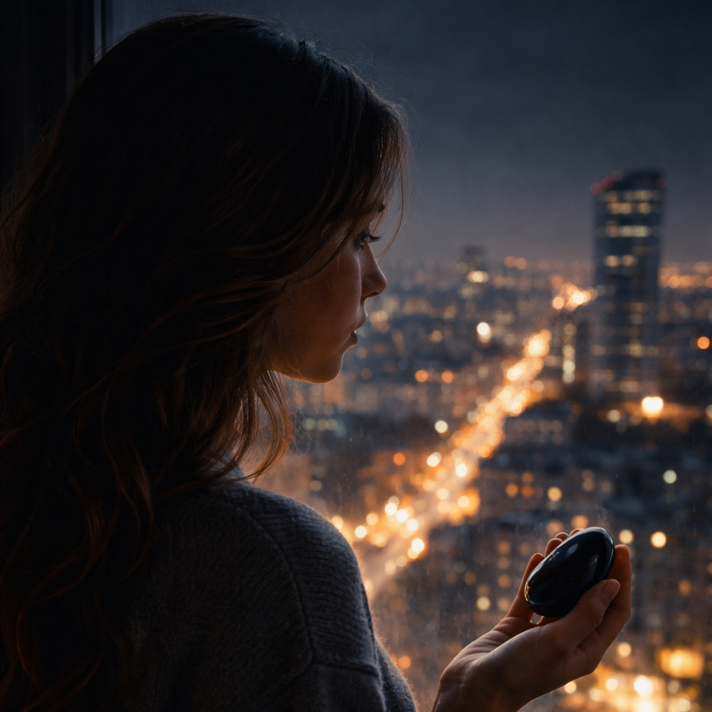 must oonuks naine vaatab kivi